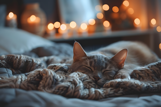 Eine Katze schläft friedlich
