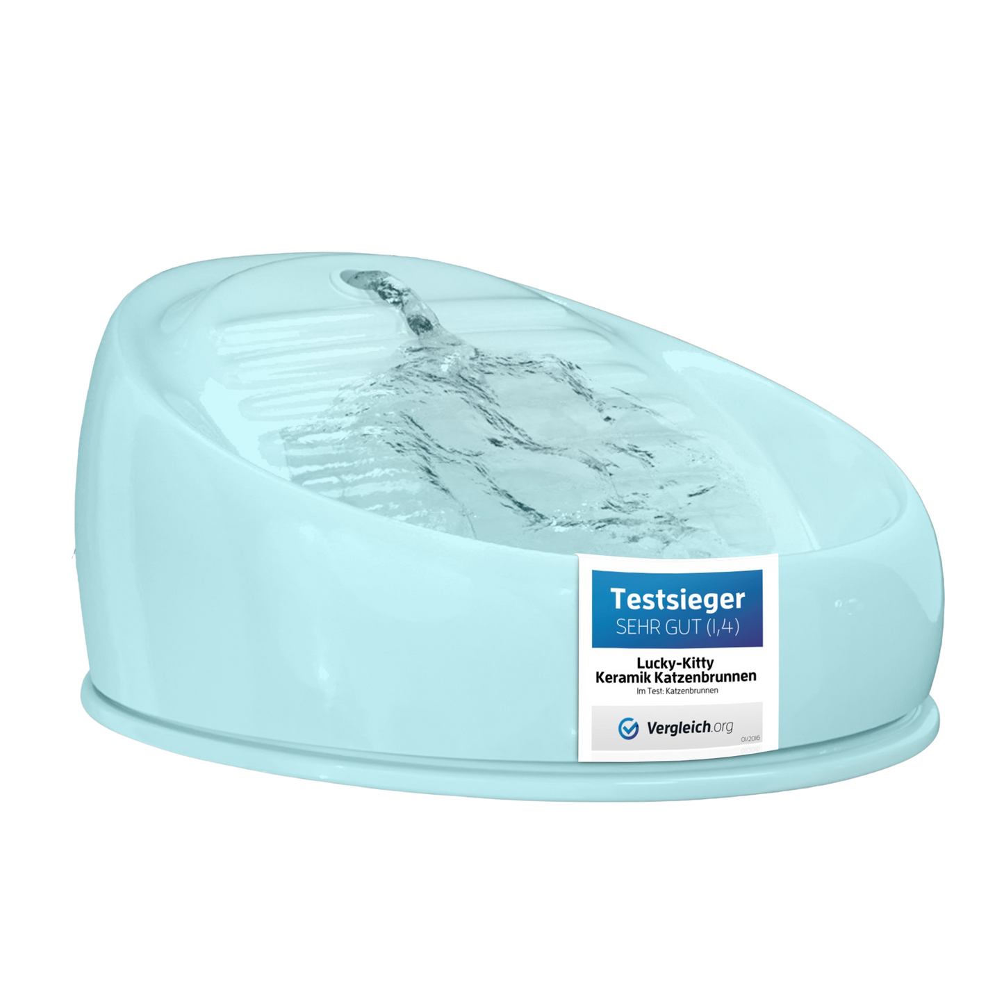 Katzenbrunnen Keramik (Pastellblau)