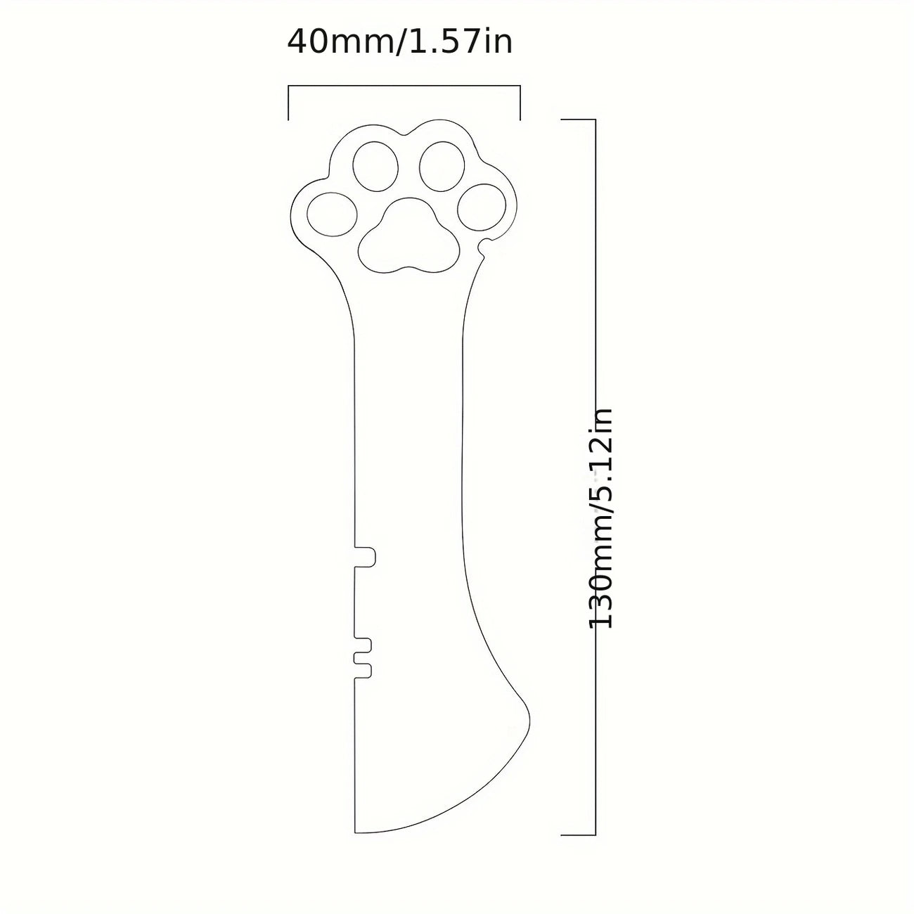 Eine Vektorgrafik stellt den Futterlöffel dar, in der Breite 4 cm, in der Länge 13 cm.