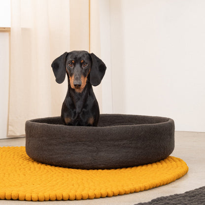 Kuno Hundekorb Hundebett schwarz aus Filz 60 cm