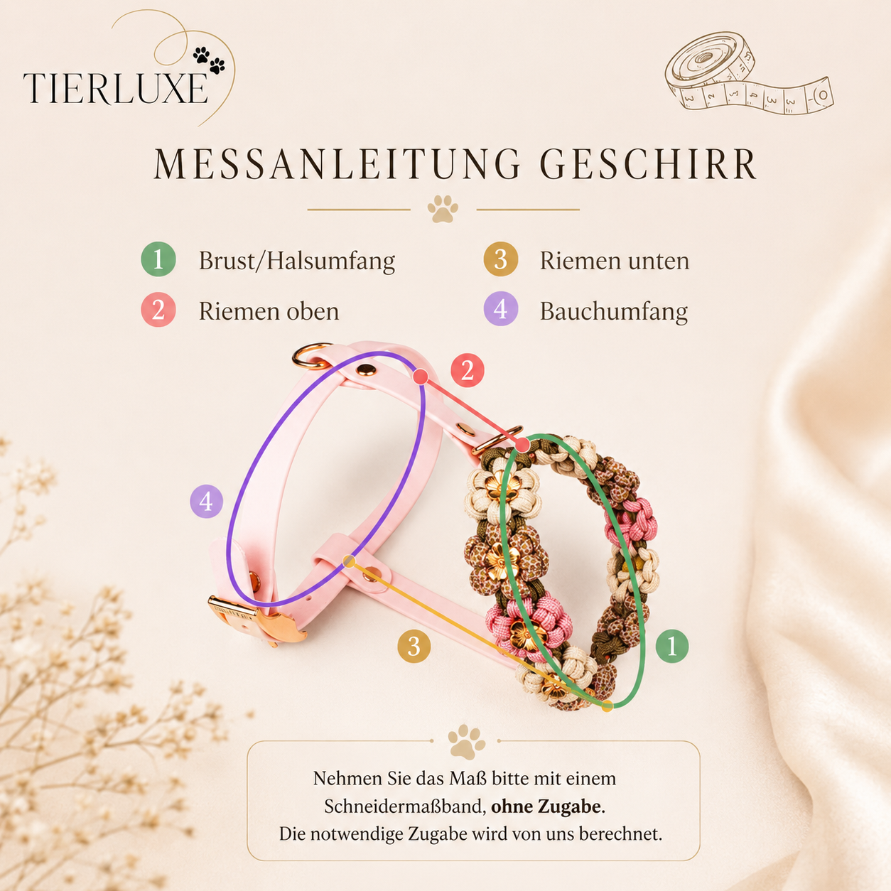 Hundegeschirr Blumen Tierluxe – Handgemacht aus Paracord und Biothane