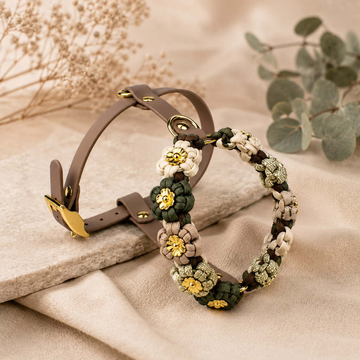 Hundegeschirr Blumen Tierluxe – Handgemacht aus Paracord und Biothane