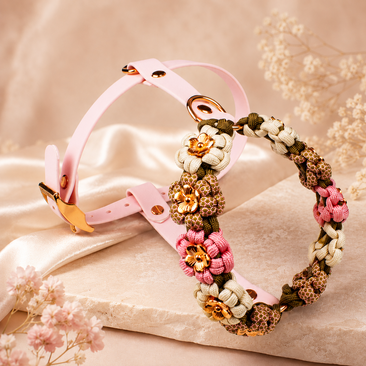 Hundegeschirr Blumen Tierluxe – Handgemacht aus Paracord und Biothane